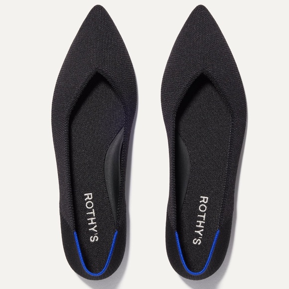 ROTHYS The Point II Black Blue Flats Size 8 $155 MINT! LIKE NEW - Picture 1 of 8